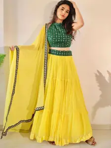 TIKODI Embroidered Semi-Stitched Lehenga & Unstitched Blouse With Dupatta