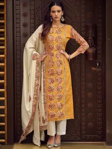 Stylee LIFESTYLE Floral Printed Gotta Patti Pure Cotton Unstitched Dress Material