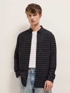 THE BEAR HOUSE Men Button-Down Collar Horizontal Striped Relaxed Fit Casual Shirt