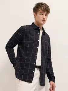 THE BEAR HOUSE Men Slim Fit Windowpane Checks Opaque Checked Casual Shirt