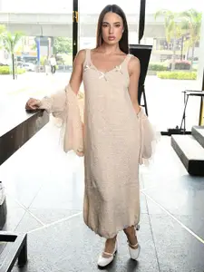 ODETTE Light Wool Long Lace Dress For Women