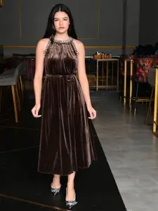 ODETTE Velvet Embellished Dress For Women