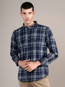 Cantabil Men Spread Collar Tartan Checked Cotton Casual Shirt