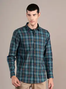 Cantabil Men Spread Collar Tartan Checked Cotton Casual Shirt