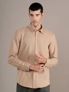 Cantabil Men Spread Collar Solid Cotton Casual Shirt