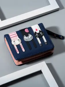 Tinker Squad Catty Cute Multipockets Two Fold Blue Wallet