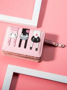 Tinker Squad Catty Cute Multipockets Two Fold Pink Wallet