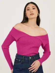 Styli Women Off Shoulder Fitted Sweater
