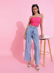 Belliskey Women Mid-Rise Baggy Cotton Jeans