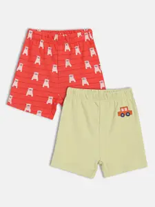 MINI KLUB Boys Pack of 2 Mid-Rise Printed Cotton Shorts