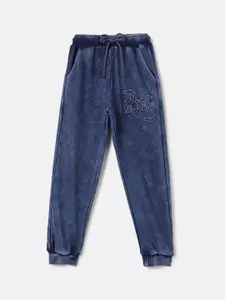 Blue Giraffe Boys Pure Cotton Mid Rise Joggers