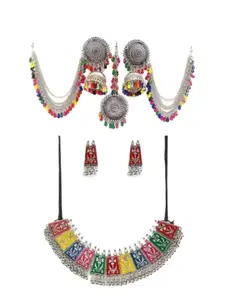 JMBW INTERNATIONAL Silver-Plated Beaded Necklace & Earrings