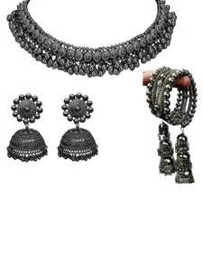 JMBW INTERNATIONAL Sterling Silver Oxidised Necklace and Earrings & Bangle