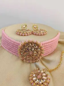 JMBW INTERNATIONAL Necklace With Earrings and Mangtika Jewellery Set
