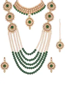 JMBW INTERNATIONAL Artificial Stone Studded Necklace With Earrings & Maang Tikka