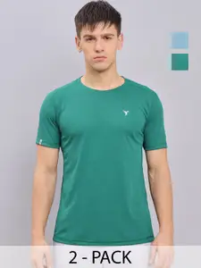 Technosport Men Pack Of 2 Antimicrobial Slim Fit Round Neck Training or Gym T-shirts