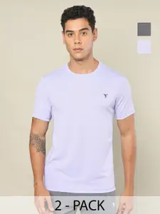 Technosport Men 2 Antimicrobial Slim Fit  Round Neck T-shirt