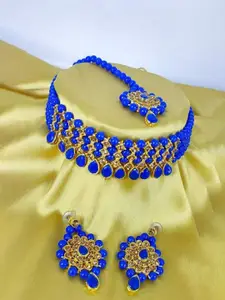 JMBW INTERNATIONAL Necklace With Earrings and Mangtika Jewellery Set