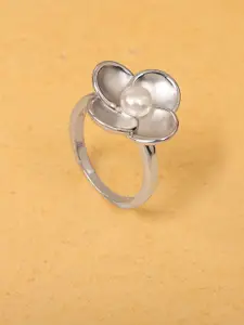 Mia by Tanishq Delicate Bloom 93kt Silver Pearl Beaded Floral Finger Ring