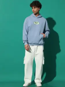 GRIFFEL Men Graphic Printed Hooded Sweatshirt with Track Pants