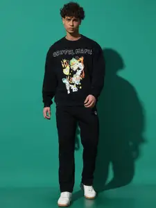 GRIFFEL Men Printed Oversized Sweatshirt With Track Pant