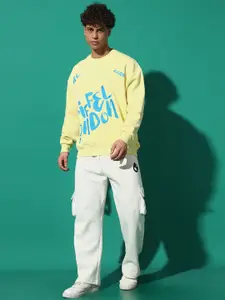 GRIFFEL Typography Printed Hooded Sweatshirt with Track Pants