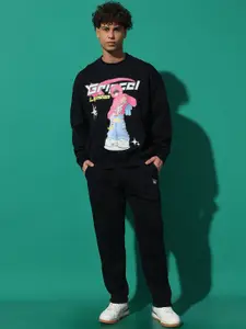 GRIFFEL Men Printed Oversized Sweatshirt With Track Pant