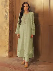 ODETTE Floral Embroidered Georgette Semi-Stitched Dress Material