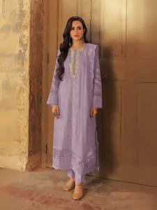 ODETTE Floral Embroidered Georgette Semi-Stitched Dress Material