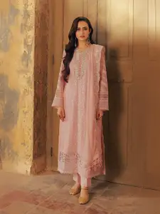 ODETTE Floral Embroidered Georgette Semi-Stitched Dress Material