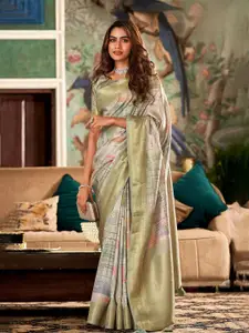 DEVATITHI Grey Soft Silk with Beautiful Water color type of Digital Print Saree