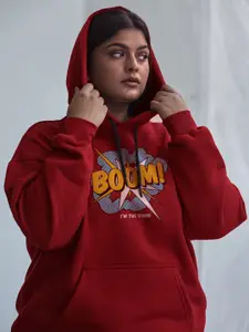 FFLIRTYGO Women Plus Size Printed Hooded Sweatshirt