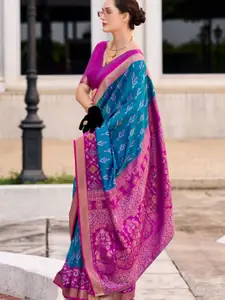 DEVATITHI Silk Blend Ikat Saree