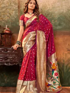 DEVATITHI Women Silk Blend Paithani With Zari Weaving Saree