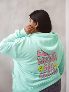 FFLIRTYGO Women Typography Printed Hooded Sweatshirt