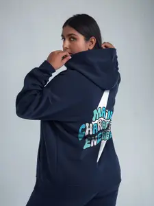 FFLIRTYGO Women Plus Size Printed Hooded Sweatshirt