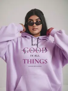 FFLIRTYGO Women Plus Size Printed Hooded Sweatshirt