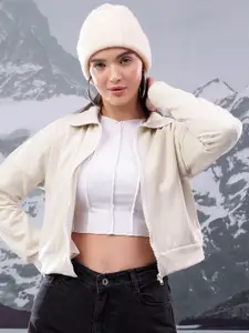 Kotty Women Shirt Collar Crop Sweatshirt