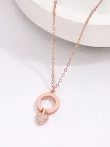 KAI JEWEL Sterling Silver Rose Gold-Plated Cubic Zirconia Necklace