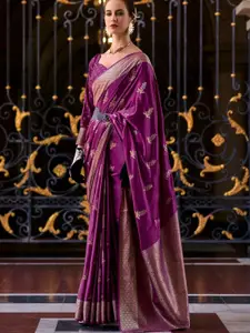 DEVATITHI Woven Design Zari Sattin Mungha Silk Saree