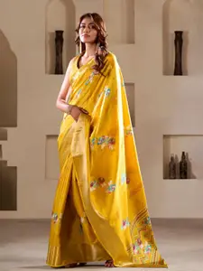 DEVATITHI Soft Dola Silk With Foil Print & Dusty Color Matching Saree
