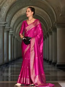 DEVATITHI Ethnic Motifs Zari Satin Mungha Silk  Saree