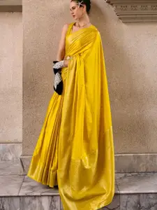 DEVATITHI Yellow Sattin Mungha Silk Saree