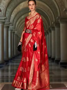 DEVATITHI Woven Design Zari Satin Mungha Silk Saree