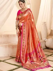 DEVATITHI Woven Design Pure Paithani Tissue Silk With Zari Border Saree