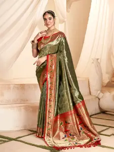 DEVATITHI Woven Design PURE PAITHANI TISSUE SILK WITYH ZARI BORDER Saree