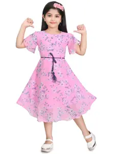 BAESD Girls Floral Print Crepe A-Line Dress