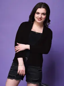 SWIFTLY Shawl Collar Pure Cotton Open Front Shrug