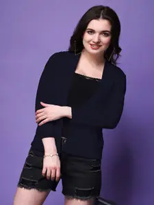 SWIFTLY Shawl Collar Pure Cotton Open Front Shrug