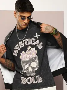 Kook N Keech Printed Washed Effect Oversized Pure Cotton T-shirt